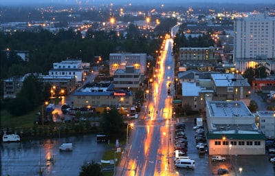 cars on road during night time