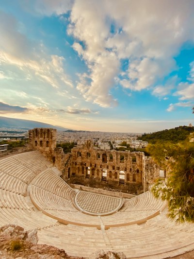 a view of the ruins of a roman theatre