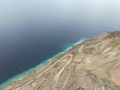 An aerial view of a large body of water