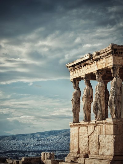 The Porch of the Caryatids at the Acropolis in Athens, Greece