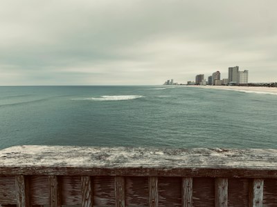 brown wooden fence near body of water during daytime