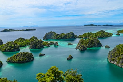 A number of small islands in a body of water