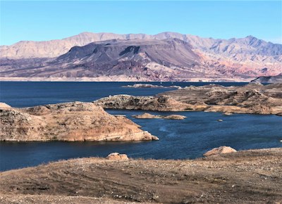 a large body of water surrounded by mountains