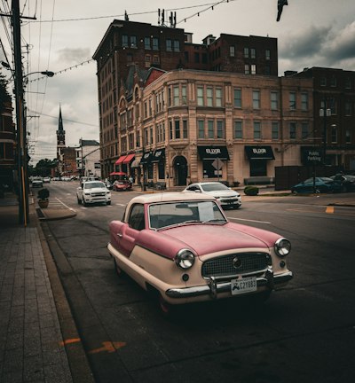 a car parked on the side of a street