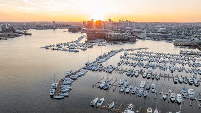 A harbor filled with lots of white boats