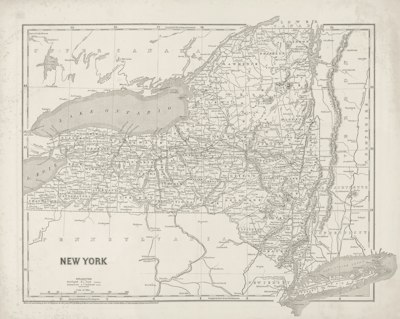 Map of new york state with cities and roads