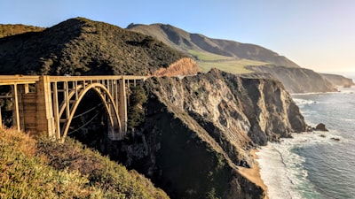 A scenic bridge overlooking the pacific ocean