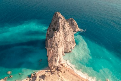 a rock in the water