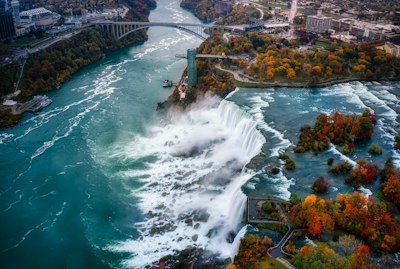 aerial view of water falls
