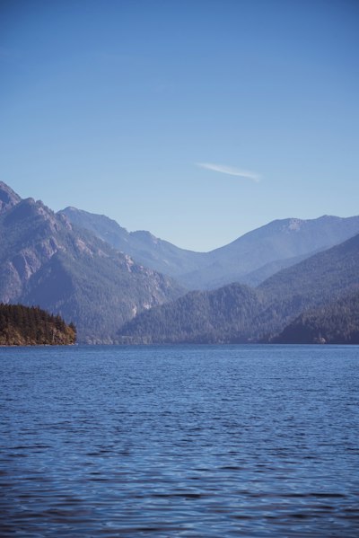 a large body of water surrounded by mountains