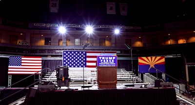 brown stanchion with Trump poster