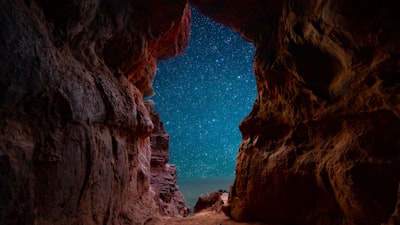 low angle photo of rock formation