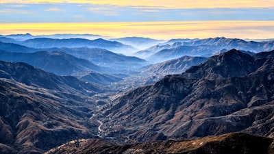 Hilly landscape covered in a misty fog