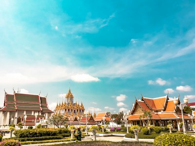 orange temples during daytime