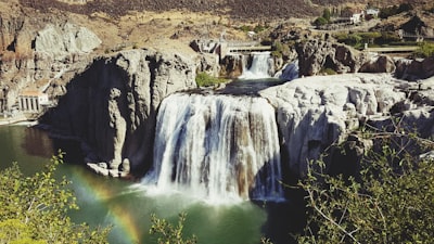 a waterfall over a cliff