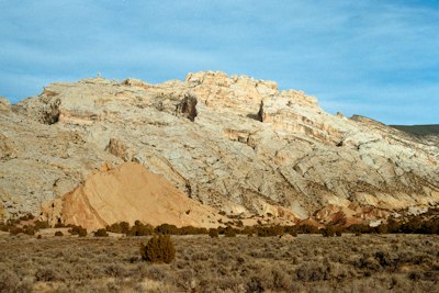 Rocky desert landscape with layered rock formations