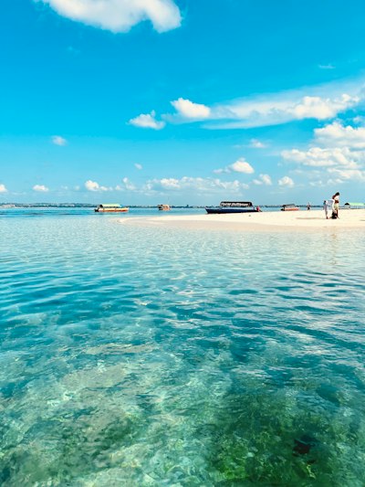 a group of boats floating on top of a body of water